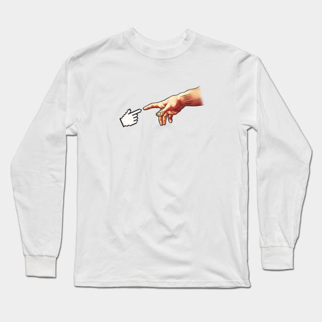 Funny 8bit Nerd & Geek Humor (Creation of Adam Parody) Long Sleeve T-Shirt by badbugs